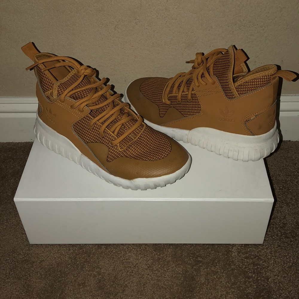 adidas Women's Tan High-Top Sneakers with White Sole